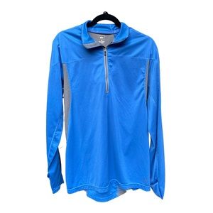 REI Men’s Blue and Grey Lightweight Quarter Zip with Thumb Holes